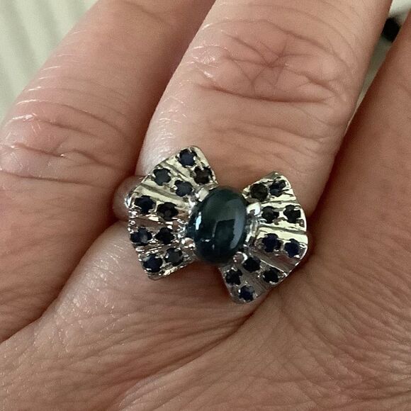 𝅺STERLING SILVER 925 BLUE SAPPHIRE RING SIZE US 7.5​​ - Picture 7 of 7